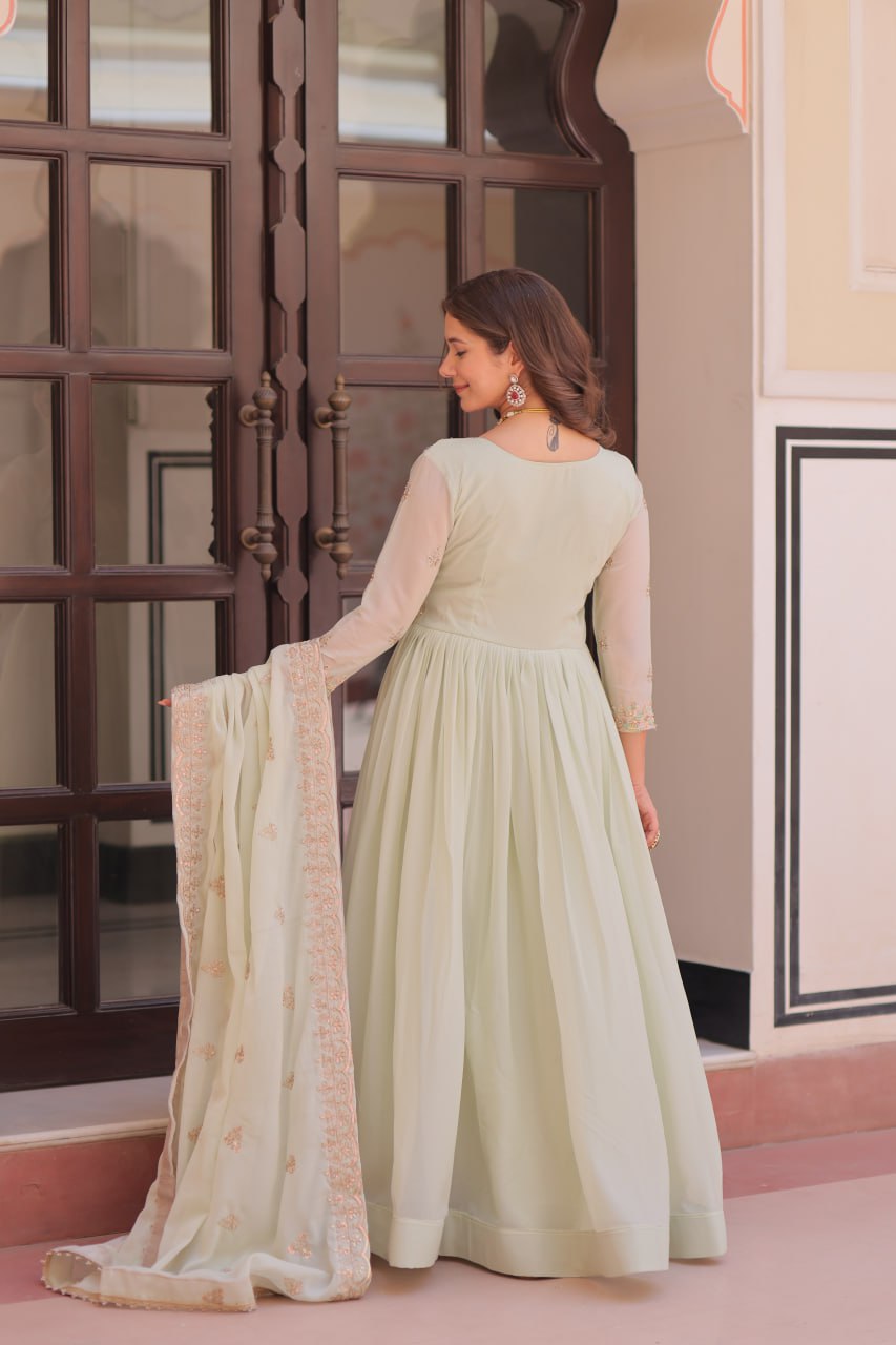 Pastel Shade Gown Dupatta