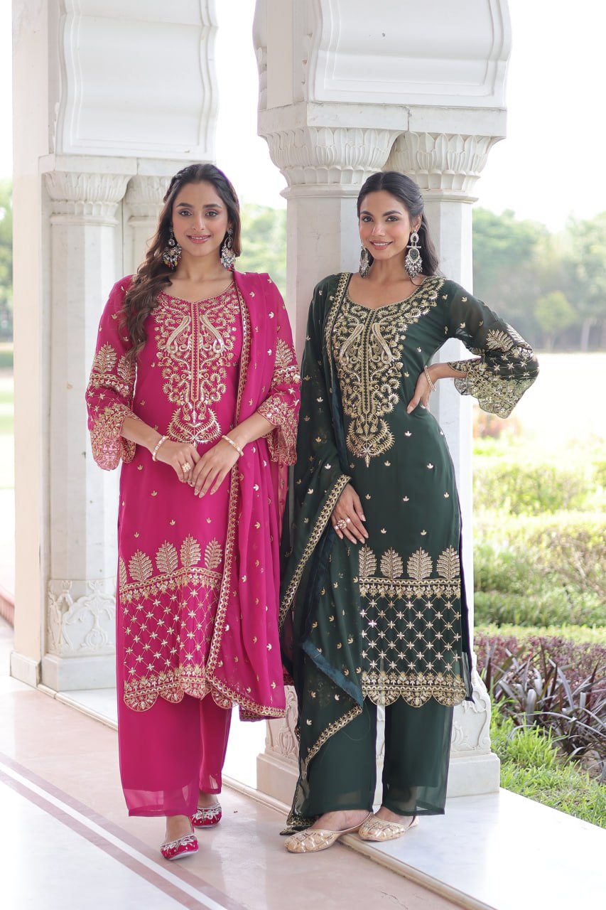 Faux Blooming Kurti Pant Set