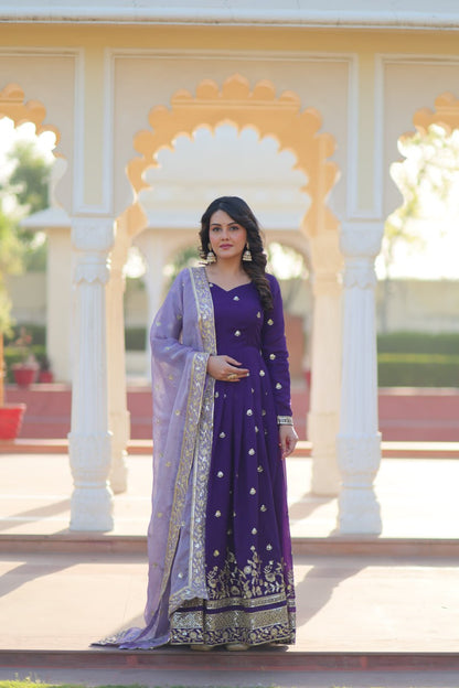 Star Georgette Purple Gown