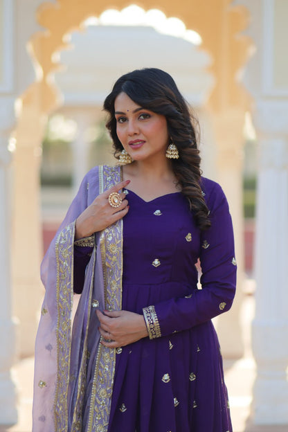 Star Georgette Purple Gown