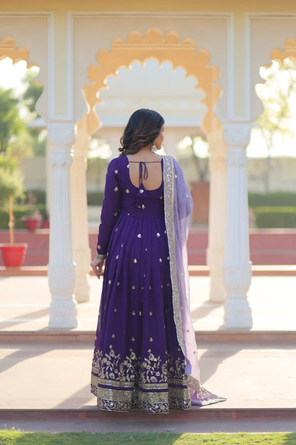 Star Georgette Purple Gown