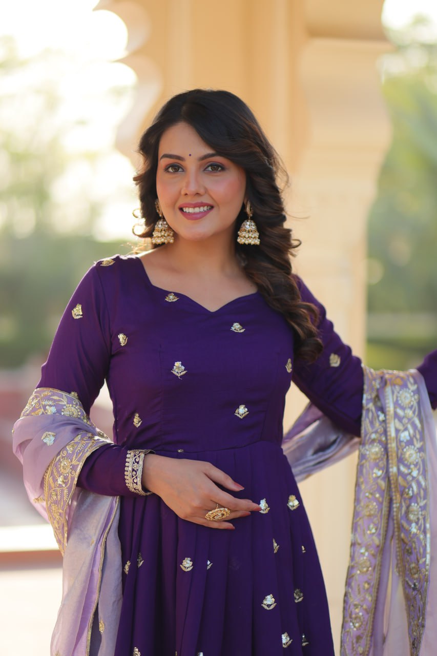 Star Georgette Purple Gown