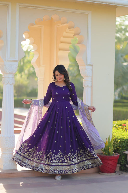 Star Georgette Purple Gown