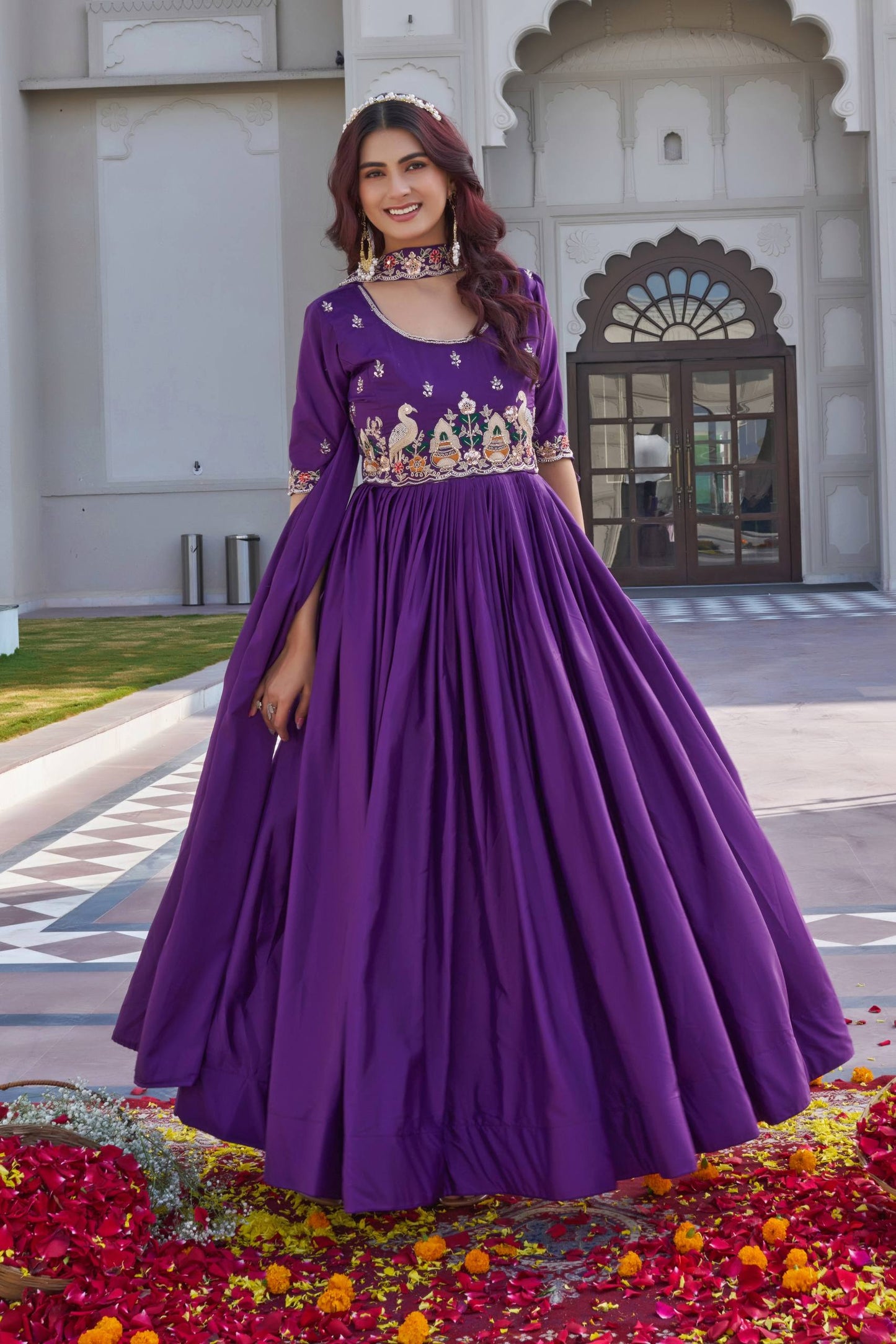 Crep Silk Gown Dupatta
