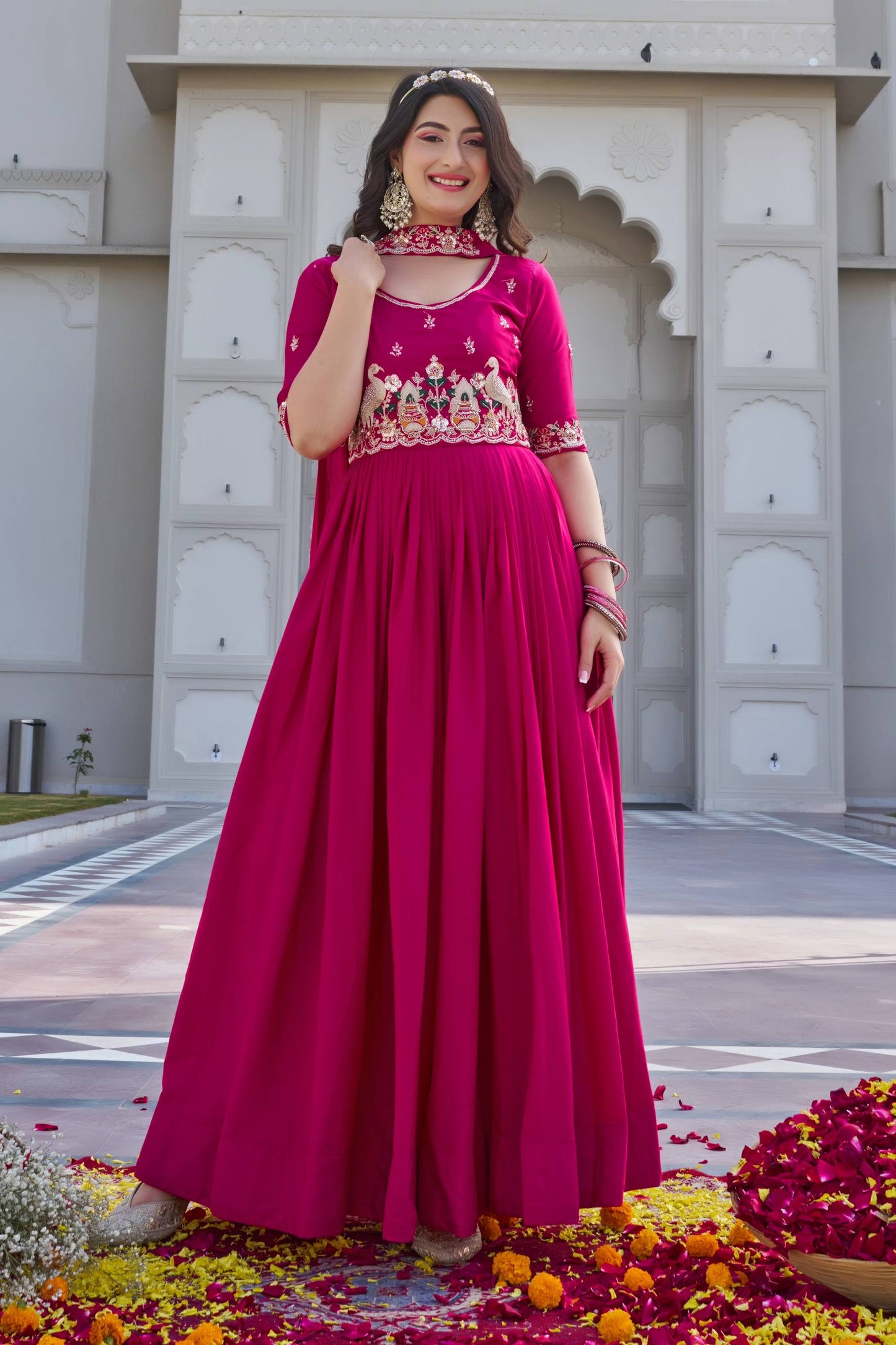 Crep Silk Gown Dupatta