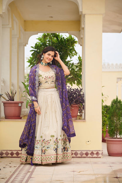 Tissue Silk with Bandhani Dupatta