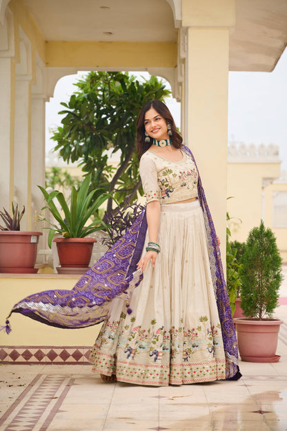 Tissue Silk with Bandhani Dupatta