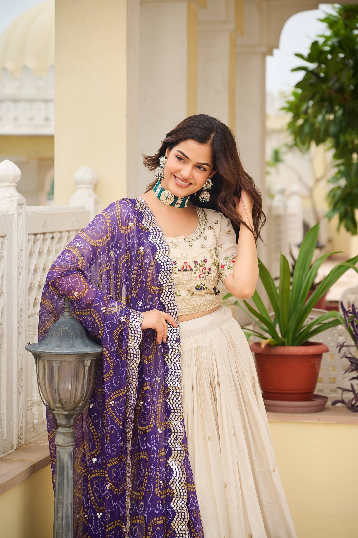Tissue Silk with Bandhani Dupatta