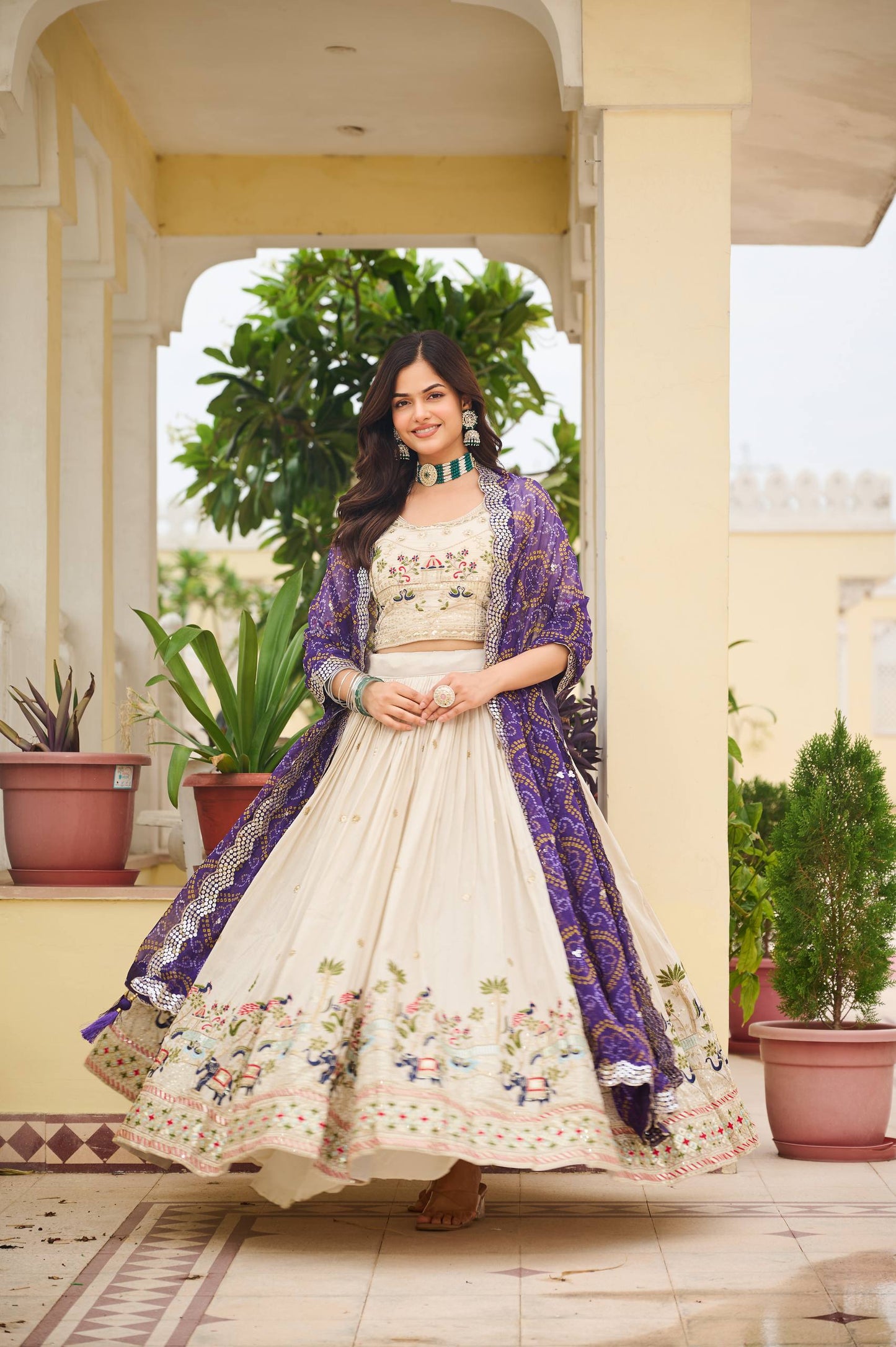 Tissue Silk with Bandhani Dupatta