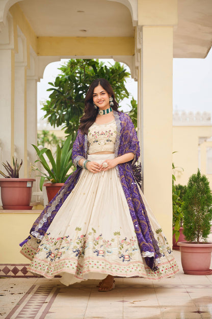 Tissue Silk with Bandhani Dupatta