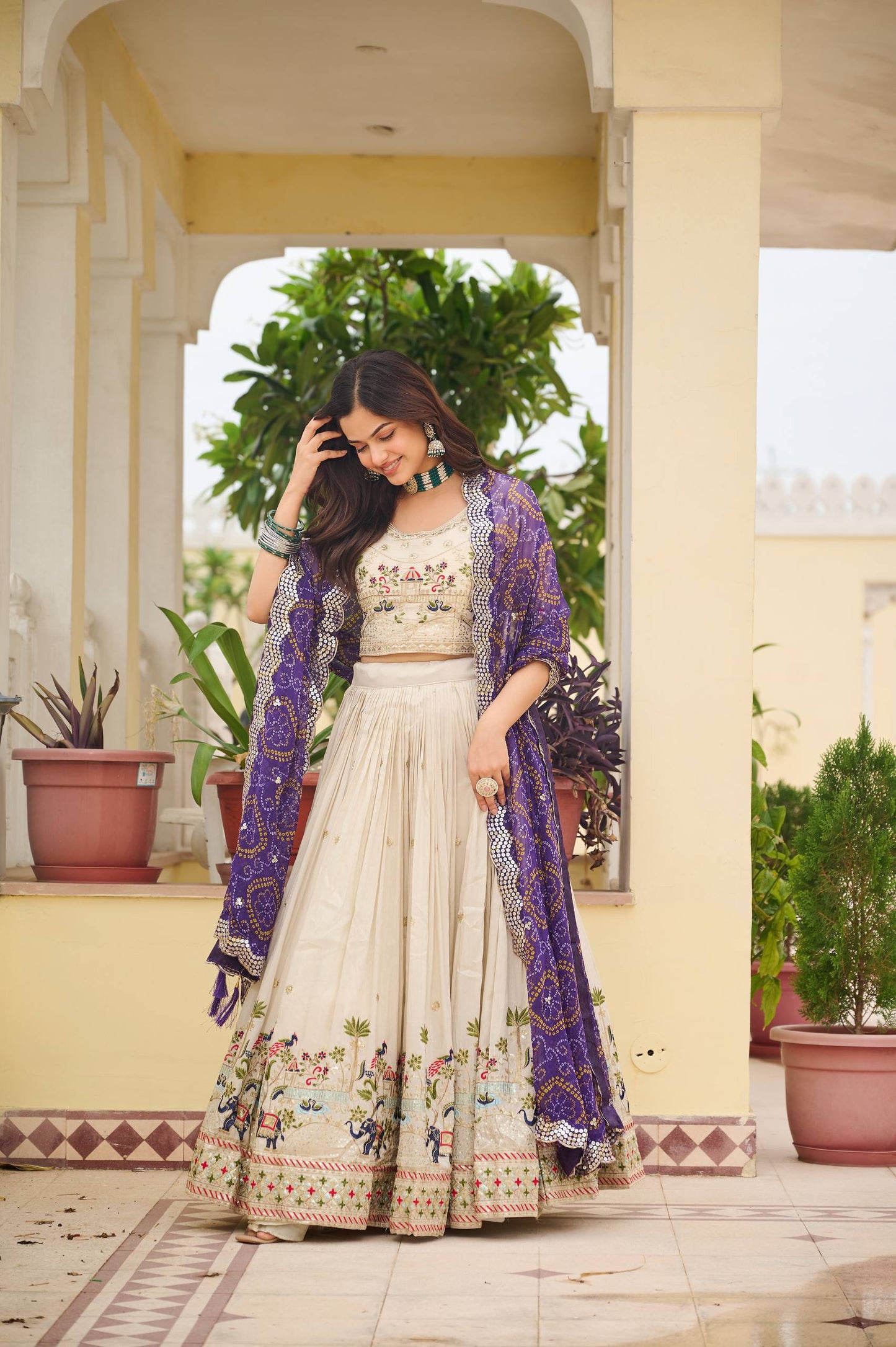 Tissue Silk with Bandhani Dupatta