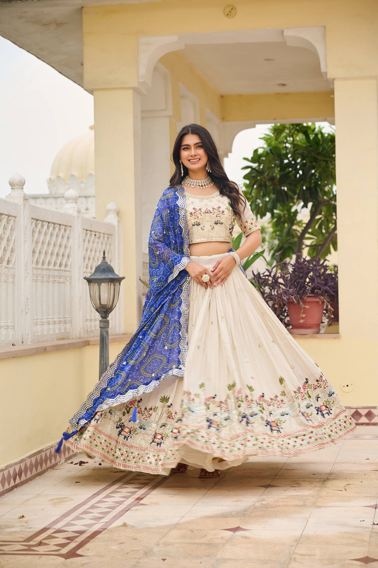 Tissue Silk with Bandhani Dupatta