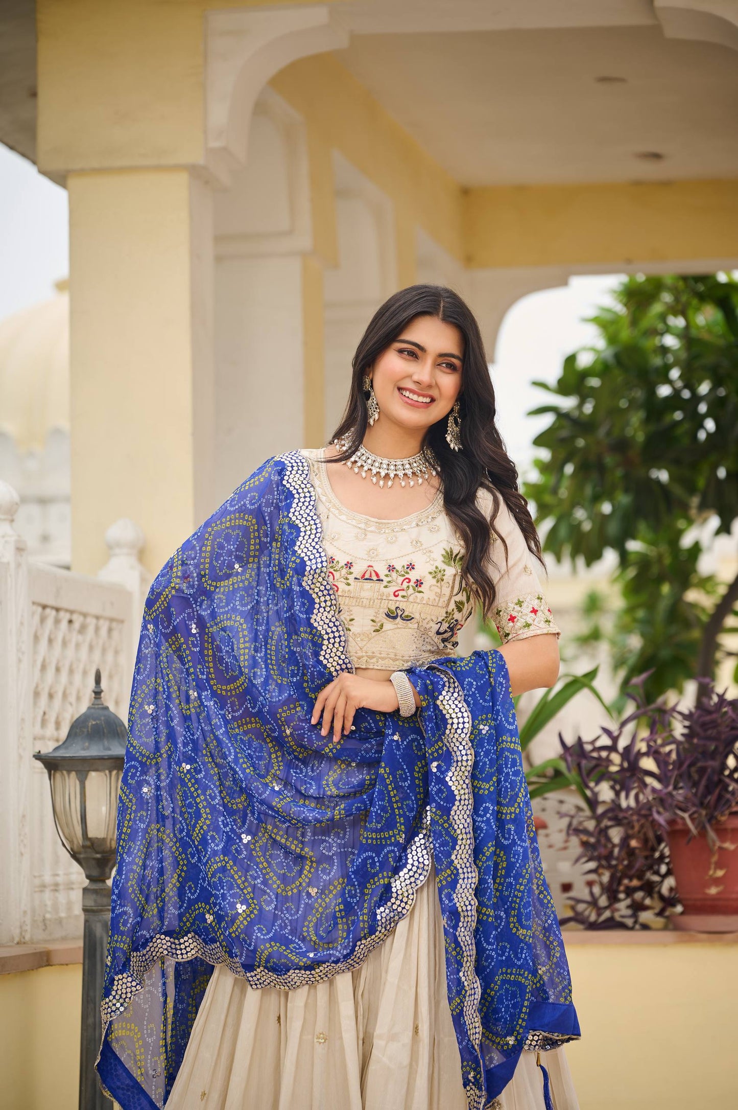Tissue Silk with Bandhani Dupatta