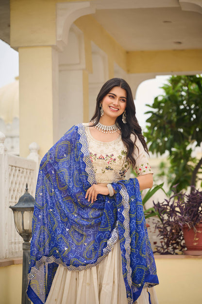 Tissue Silk with Bandhani Dupatta