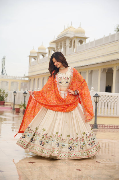 Tissue Silk with Bandhani Dupatta