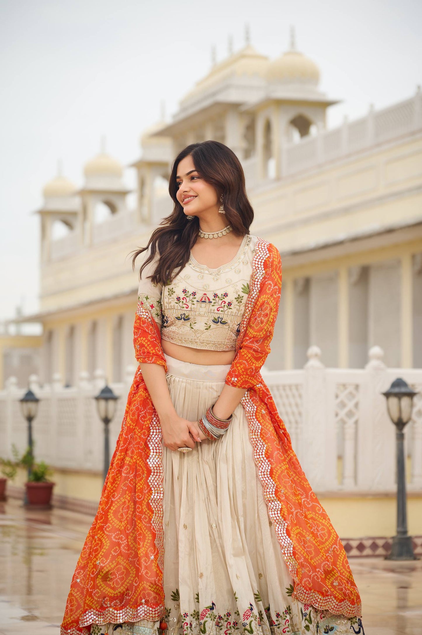 Tissue Silk with Bandhani Dupatta