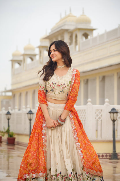 Tissue Silk with Bandhani Dupatta