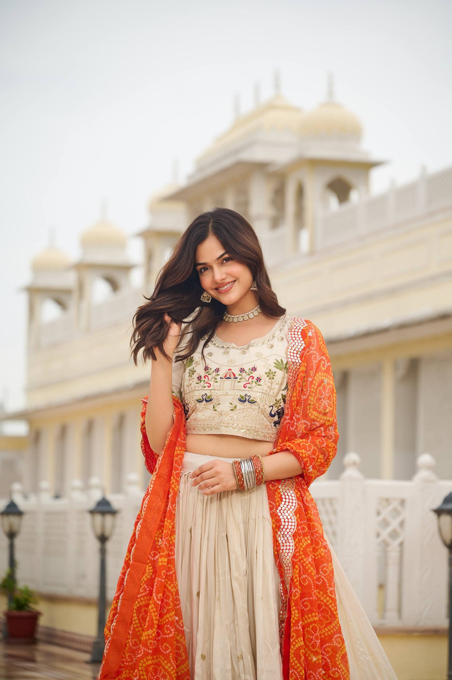 Tissue Silk with Bandhani Dupatta