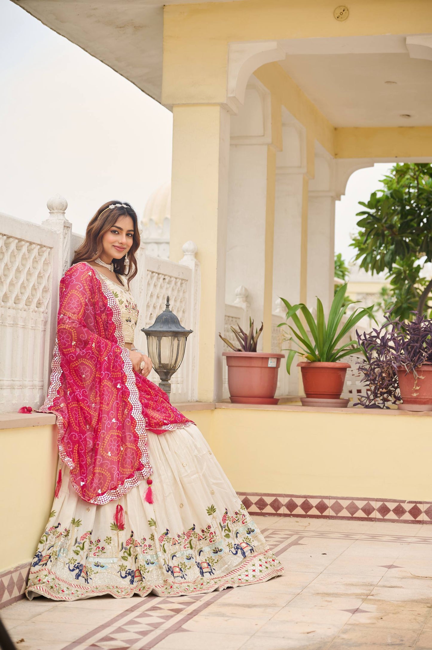 Tissue Silk with Bandhani Dupatta