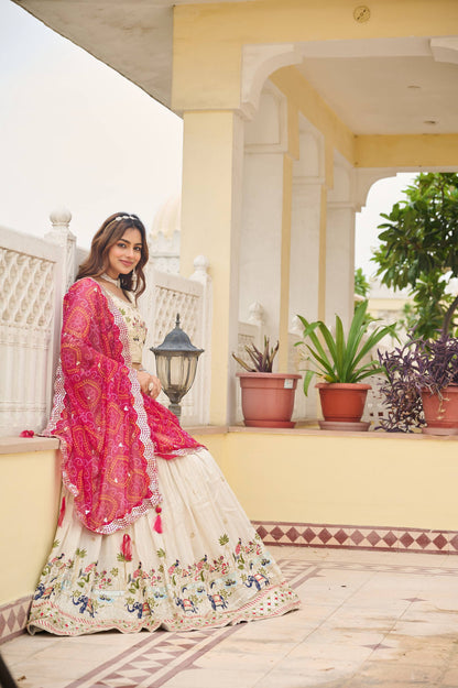 Tissue Silk with Bandhani Dupatta