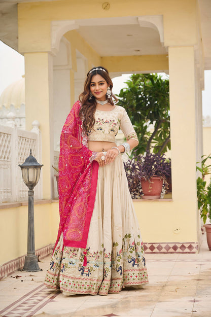 Tissue Silk with Bandhani Dupatta