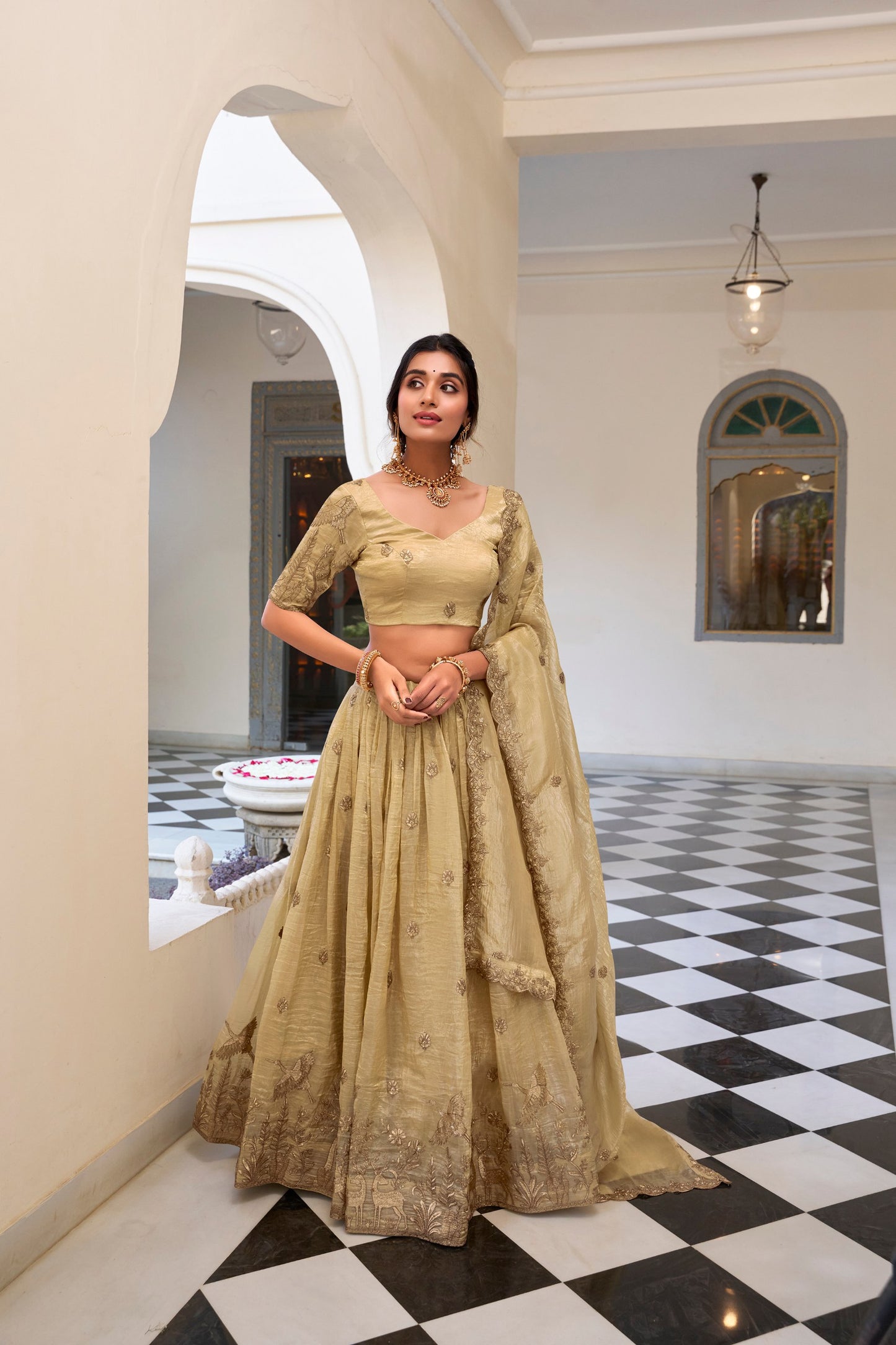 Gold Crush Wedding Lehenga Choli