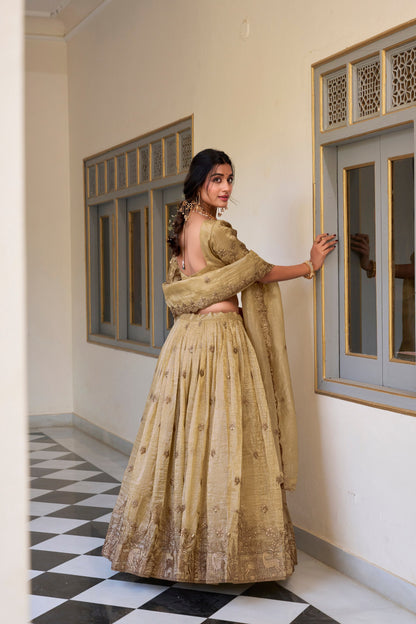 Gold Crush Wedding Lehenga Choli