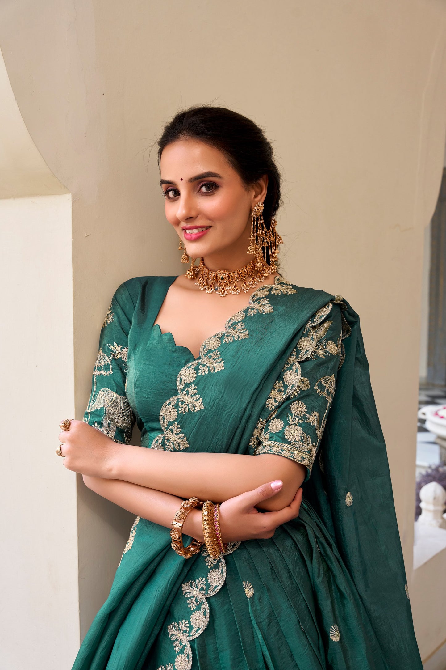Gold Crush Wedding Lehenga Choli
