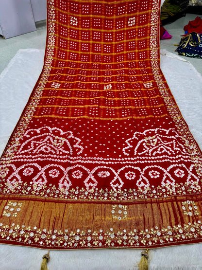 Gharchola Hand Work Gajji silk Saree