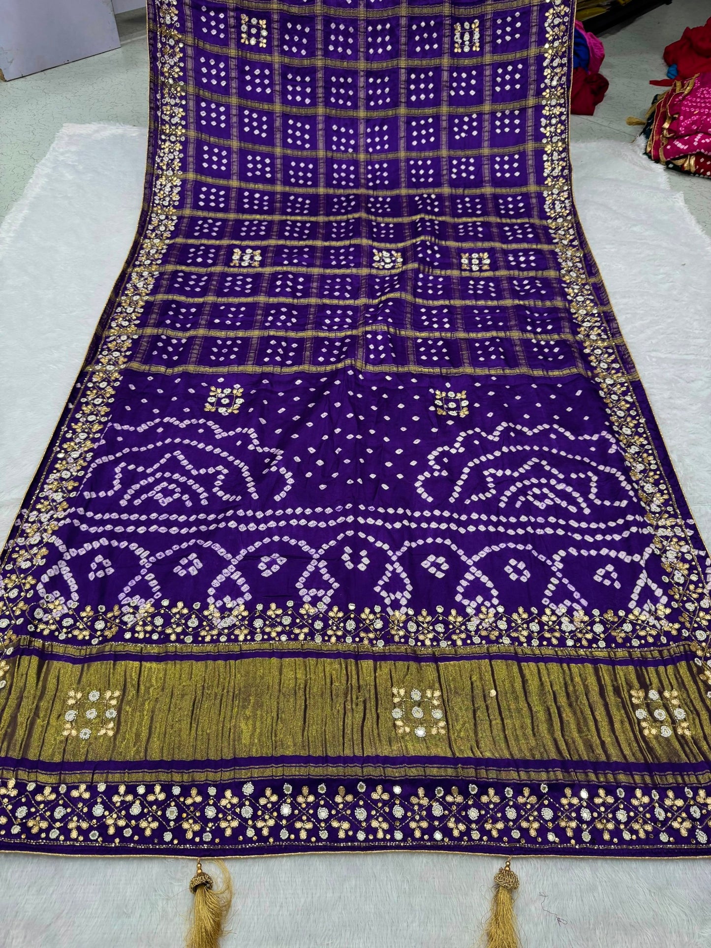 Gharchola Hand Work Gajji silk Saree