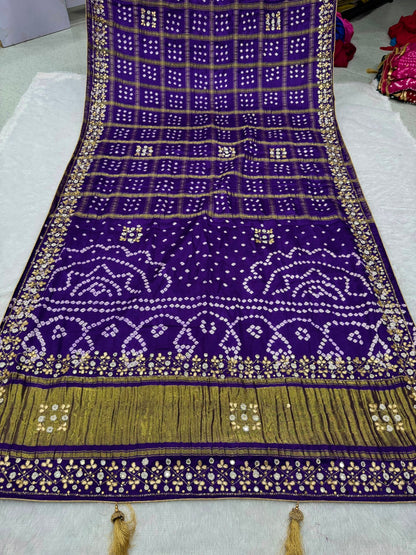 Gharchola Hand Work Gajji silk Saree