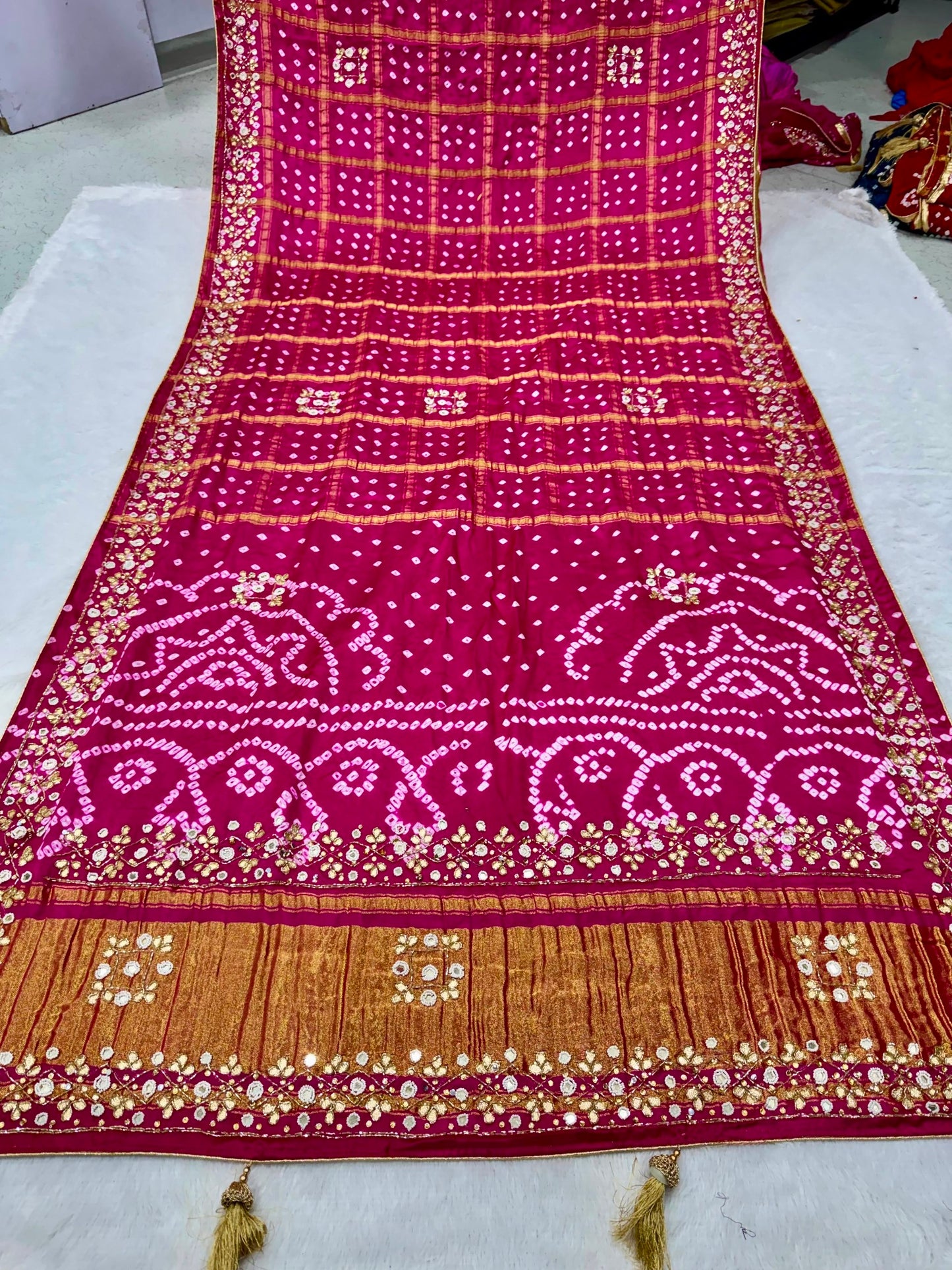 Gharchola Hand Work Gajji silk Saree