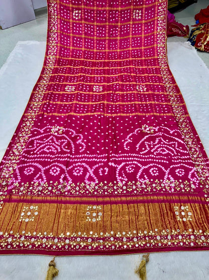 Gharchola Hand Work Gajji silk Saree