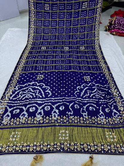 Gharchola Hand Work Gajji silk Saree