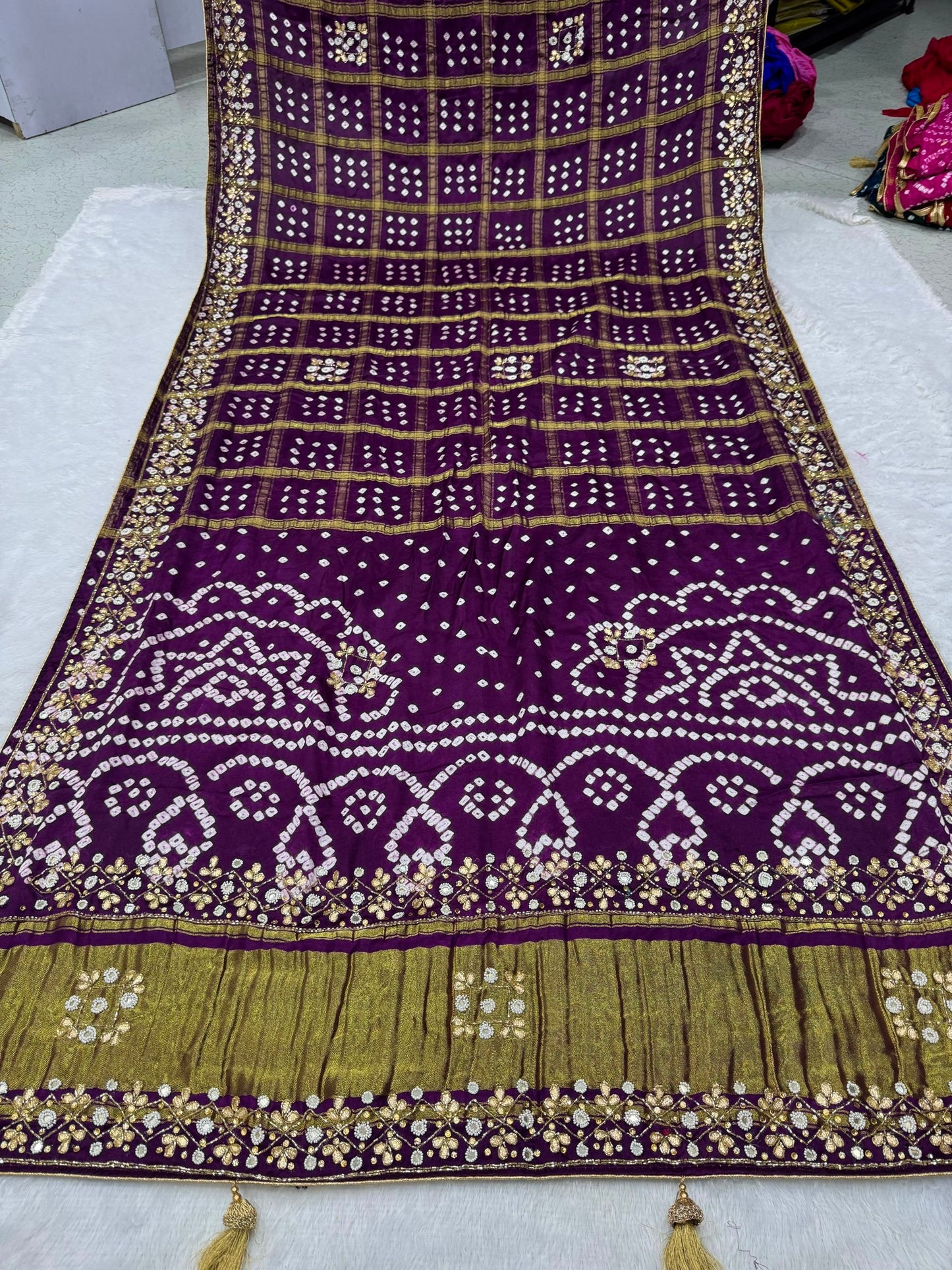 Gharchola Hand Work Gajji silk Saree
