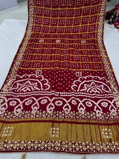 Gharchola Hand Work Gajji silk Saree