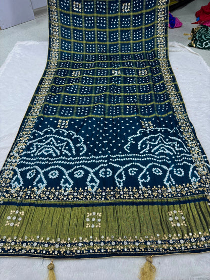 Gharchola Hand Work Gajji silk Saree