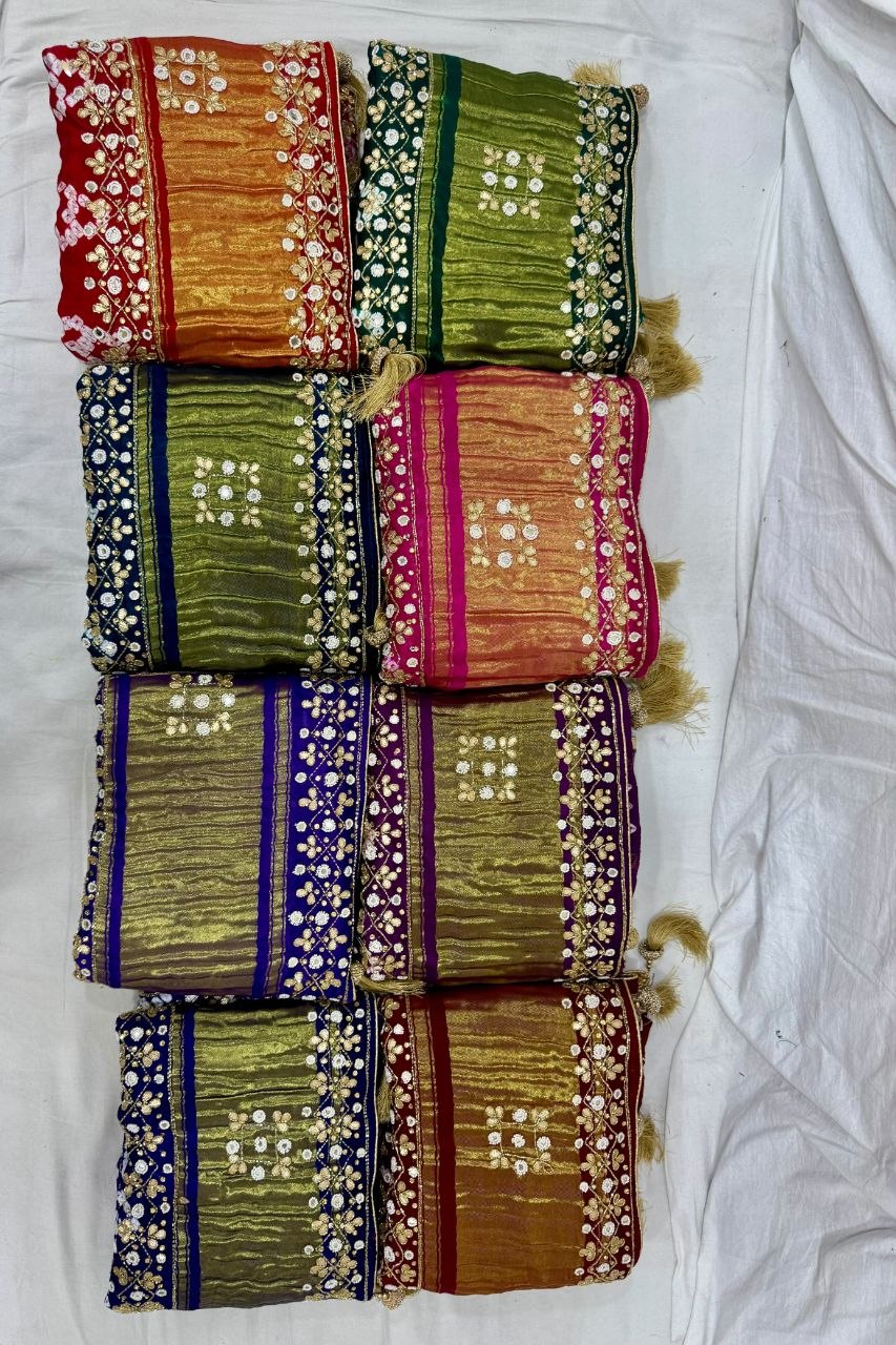 Gharchola Hand Work Gajji silk Saree