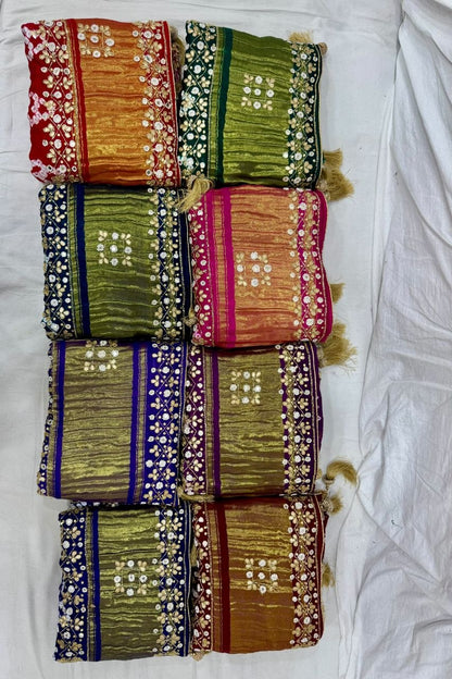 Gharchola Hand Work Gajji silk Saree