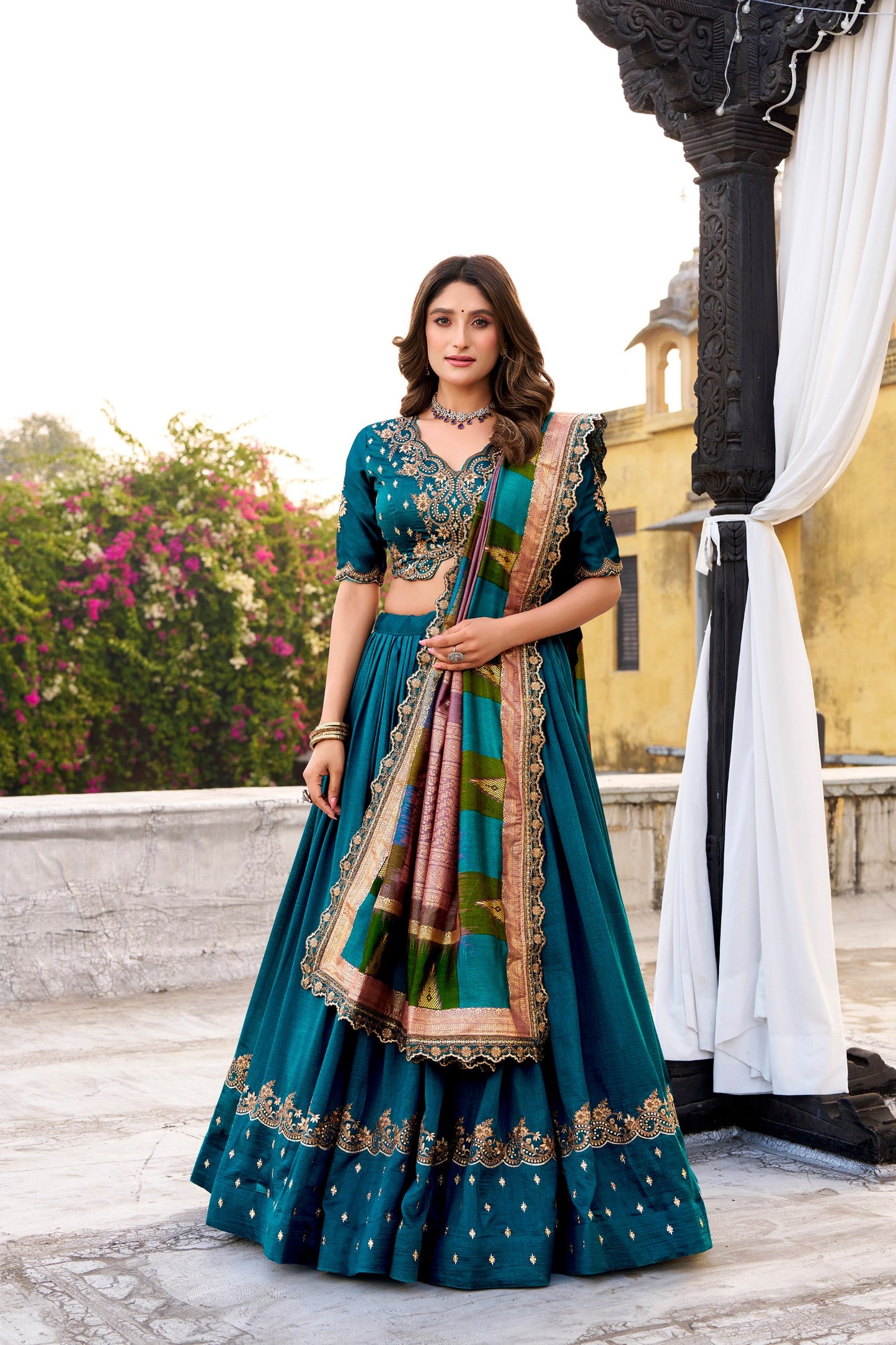 Vichitra Silk Wedding Lehenga Choli