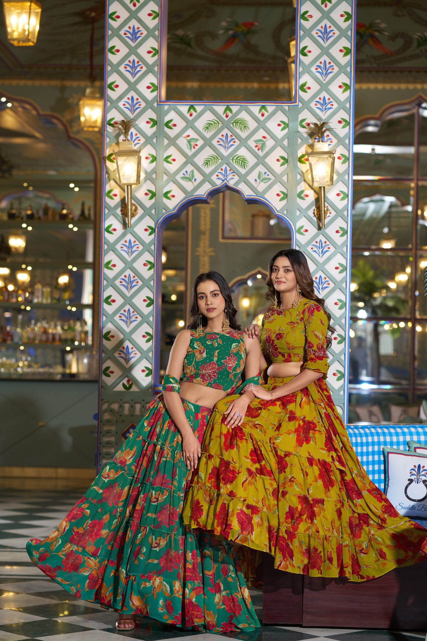 Vibrant Floral Marble Print Chaniya Choli
