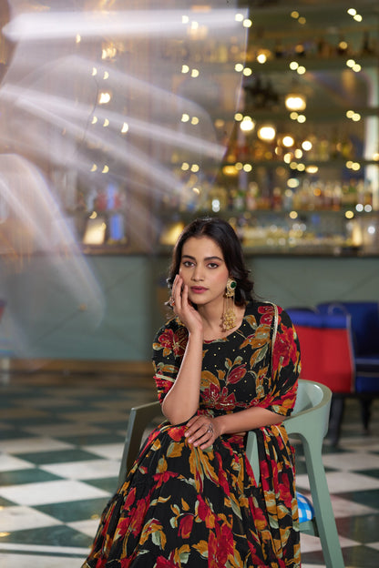 Vibrant Floral Marble Print Chaniya Choli
