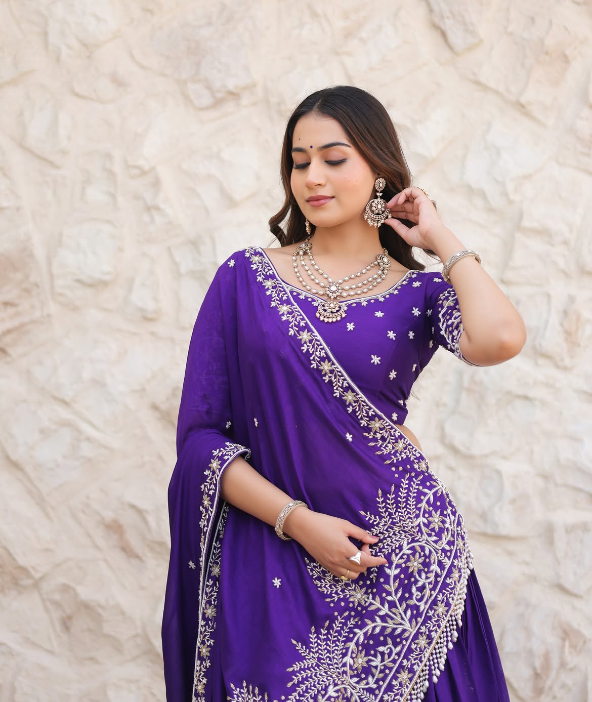 Exclusive Purple Ethnic Lehenga Choli Set for Women