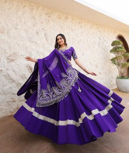 Exclusive Purple Ethnic Lehenga Choli Set for Women