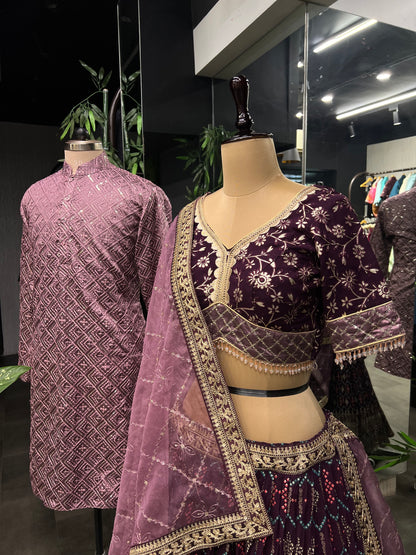 Wine Varnish Couple Outfit