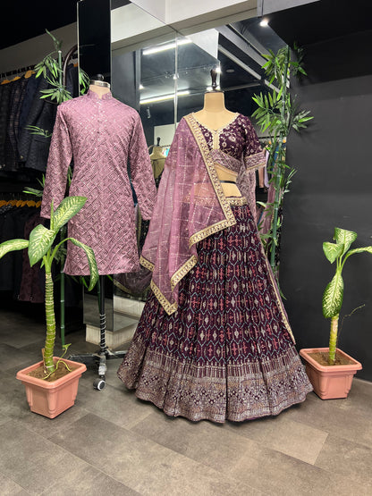 Wine Varnish Couple Outfit