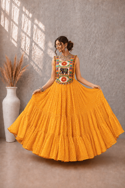 Bandhej Kutchi Work Gown