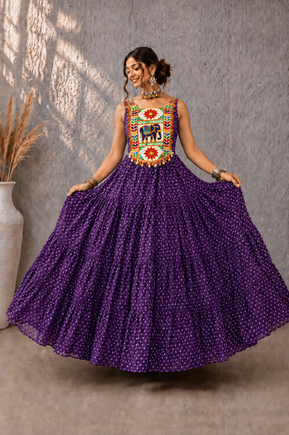 Bandhej Kutchi Work Gown