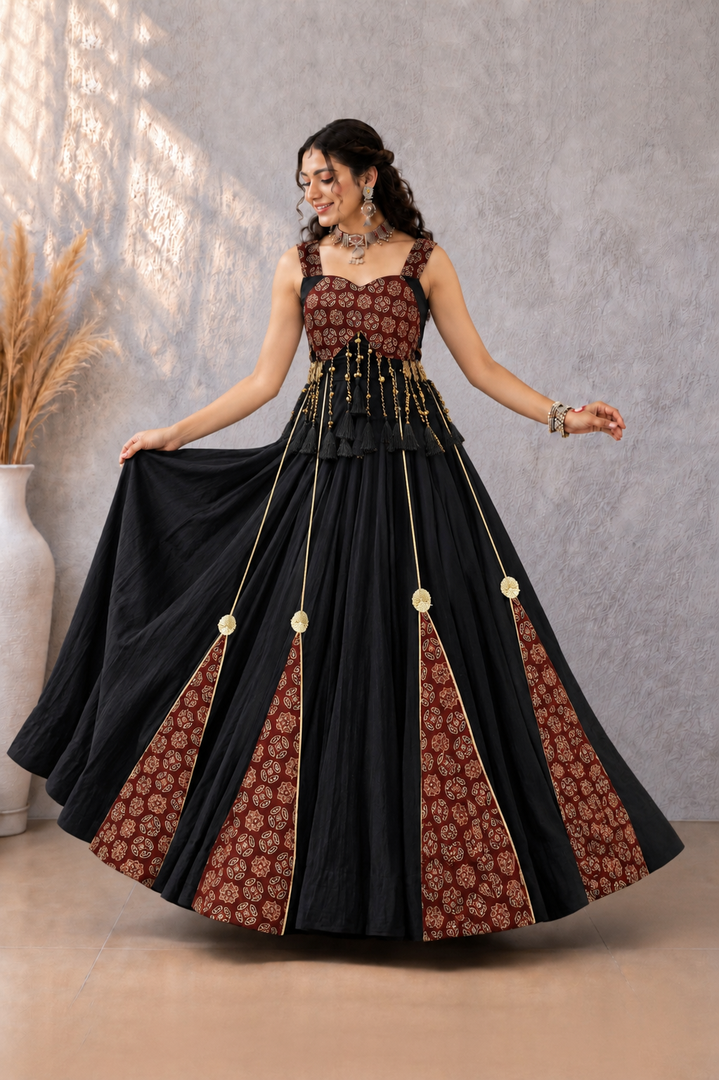 Cotton Ajrakh Lehnega Choli