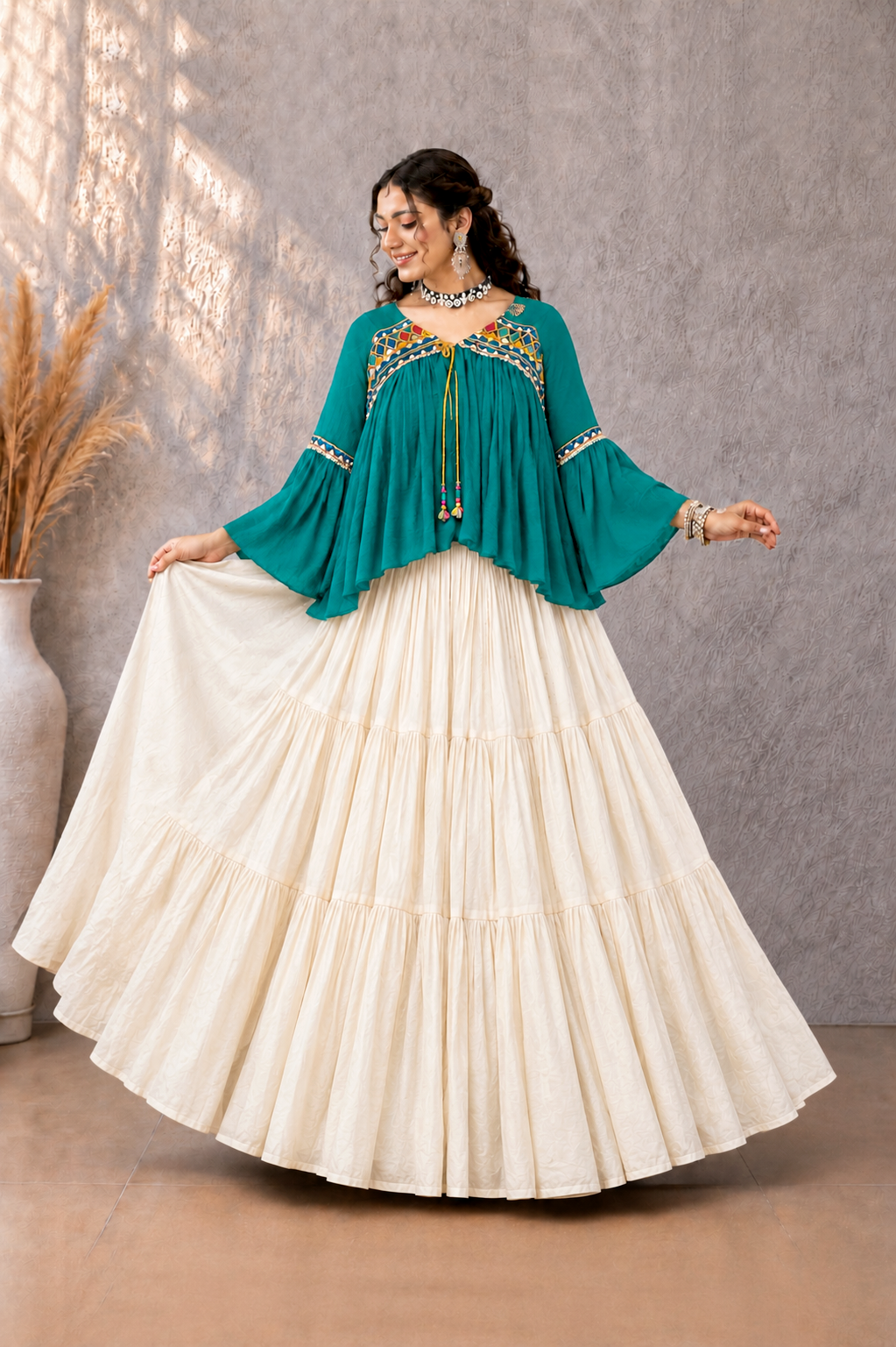 Garba Glam Tops With Lehenga